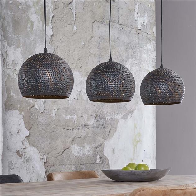 Industriële hanglamp Flint bol 3-lichts brons metaal Ø25 cm