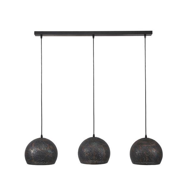 Industriële hanglamp Flint bol 3-lichts brons metaal Ø25 cm