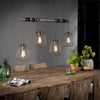 Industriële hanglamp Grisham 4-lichts oud zilver draadstaal
