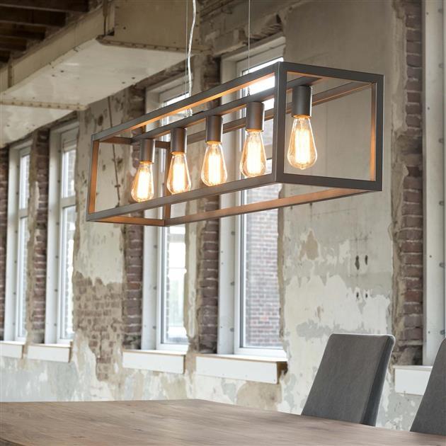 Industriële hanglamp Mattan zilver 5-lichts 