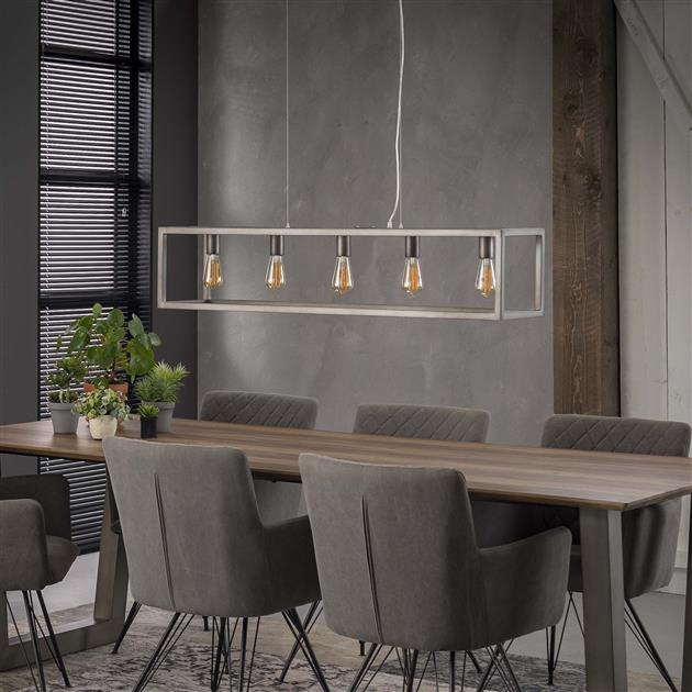 Industriële hanglamp Mattan zilver 5-lichts 