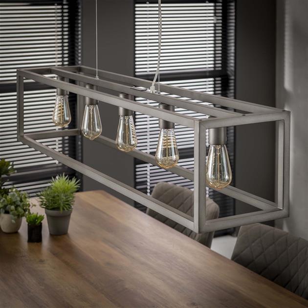 Industriële hanglamp Mattan zilver 5-lichts 