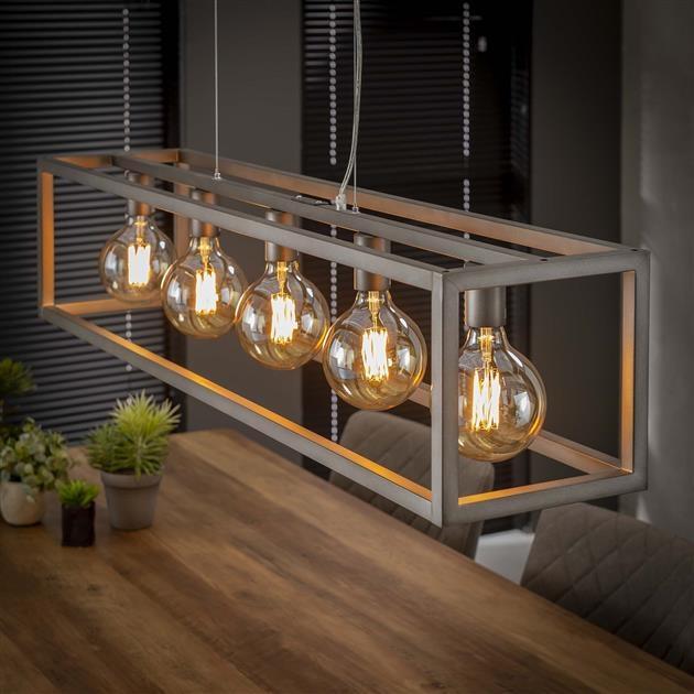 Industriële hanglamp Mattan zilver 5-lichts 