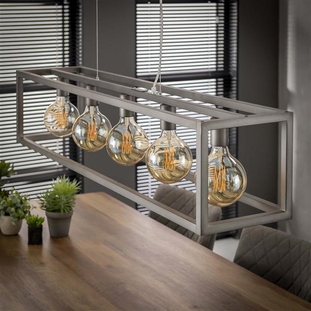 Industriële hanglamp Mattan zilver 5-lichts 