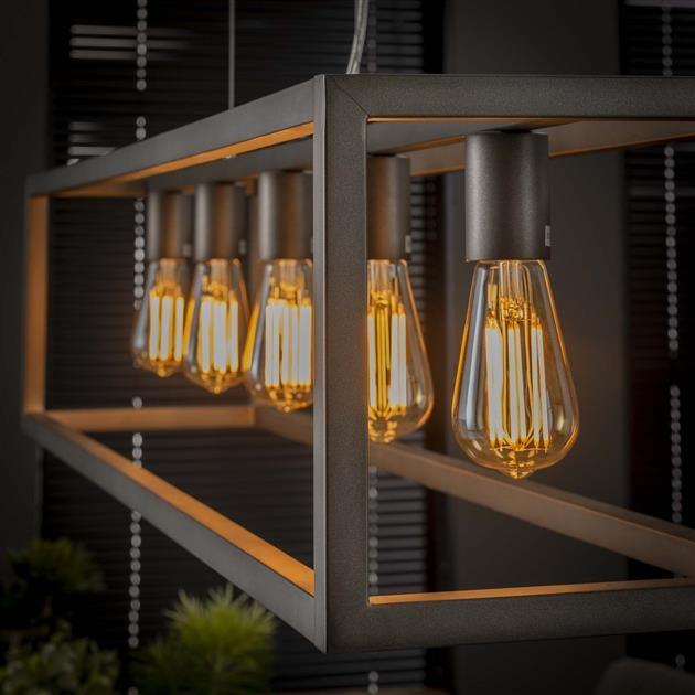 Industriële hanglamp Mattan zilver 5-lichts 