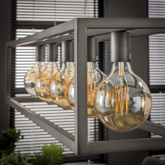 Industriële hanglamp Mattan zilver 5-lichts 