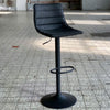 Industriële Barkruk Brooklyn leer antraciet - draaibaar 60-82cm