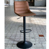 Industriële Barkruk Brooklyn leer cognac - draaibaar 60-82cm