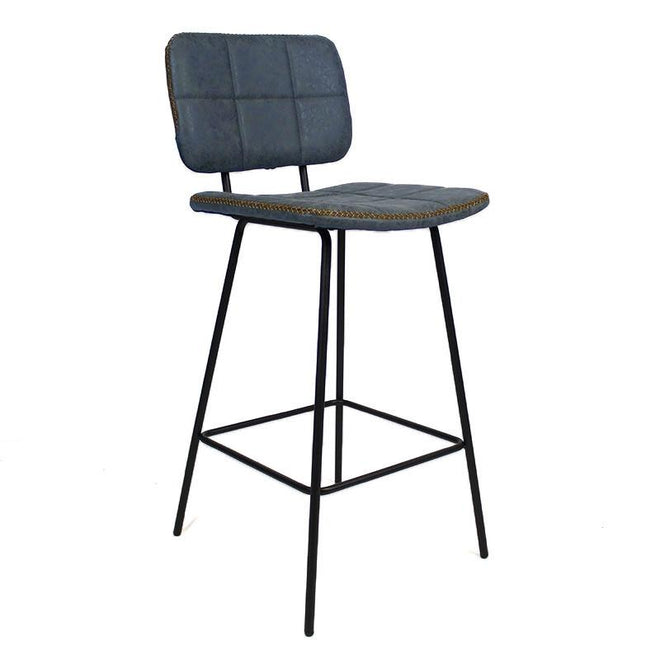 Industriële Barkruk Square blauw leer