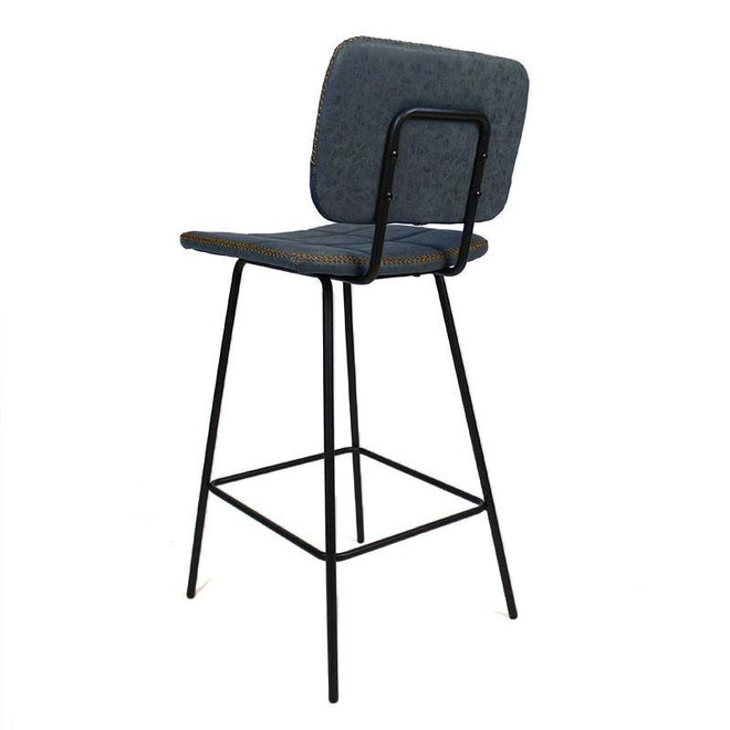 Industriële Barkruk Square blauw leer