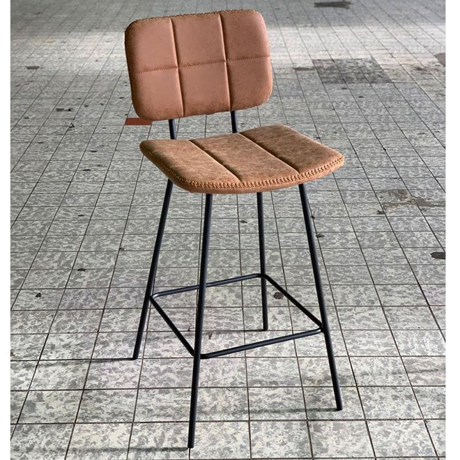 Industriële Barkruk Square cognac leer
