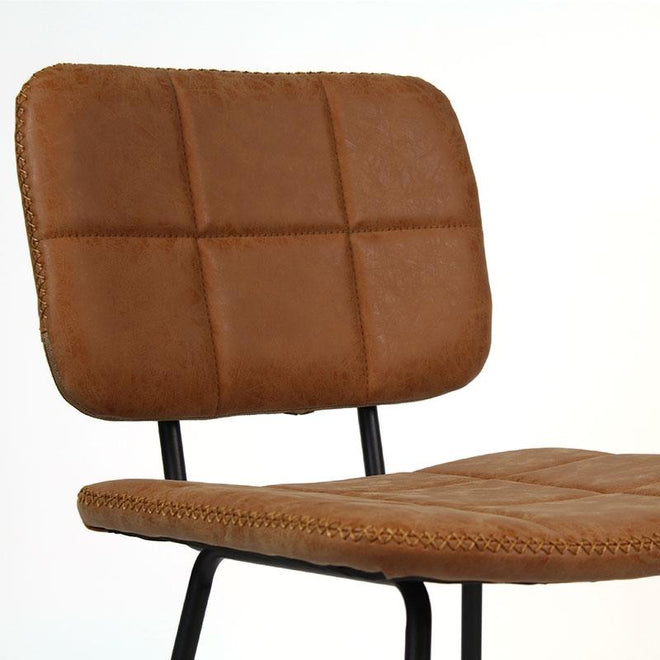 Industriële Barkruk Square cognac leer