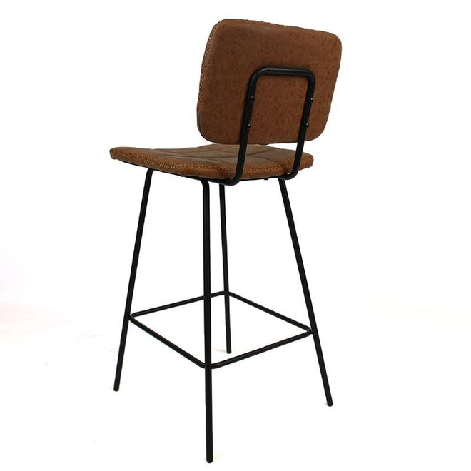 Industriële Barkruk Square cognac leer