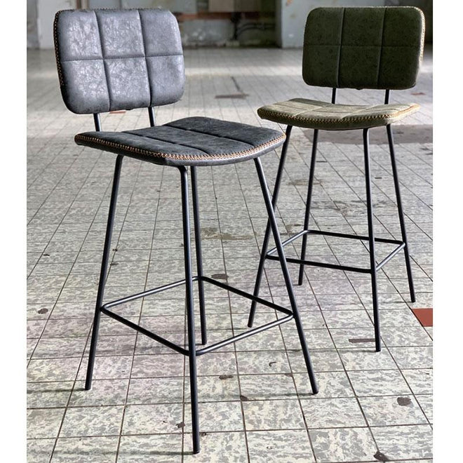 Industriële Barkruk Square antraciet leer