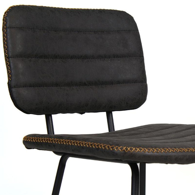 Industriële Barkruk Stripe antraciet leer