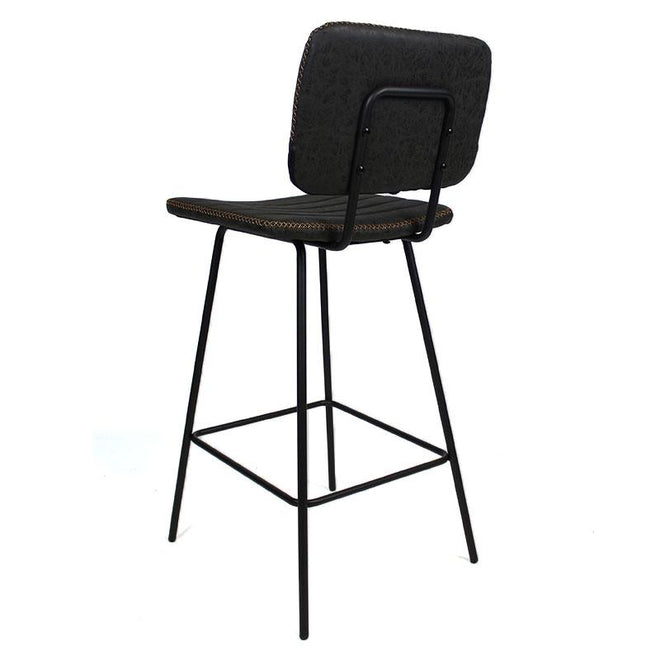 Industriële Barkruk Stripe antraciet leer