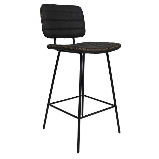 Industriële Barkruk Stripe antraciet leer