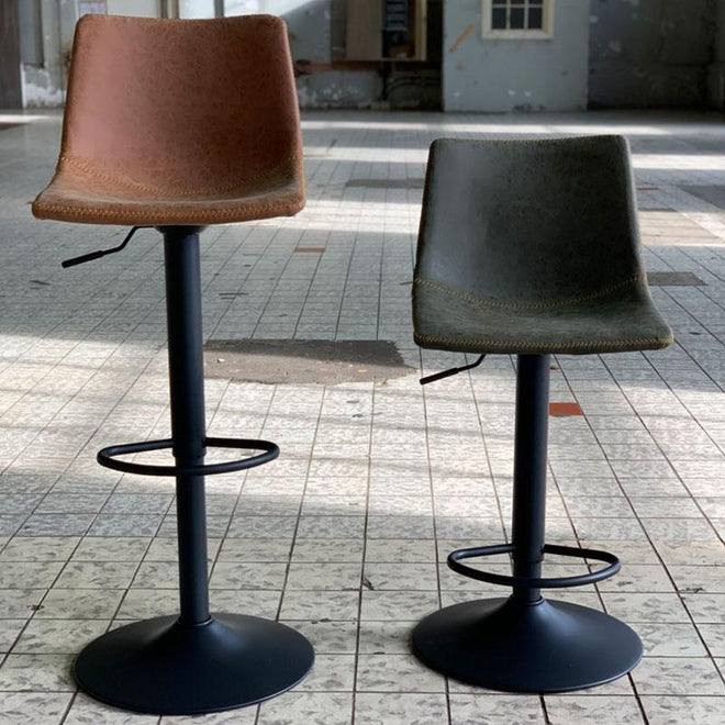 Industriële Barkruk Dallas cognac leer