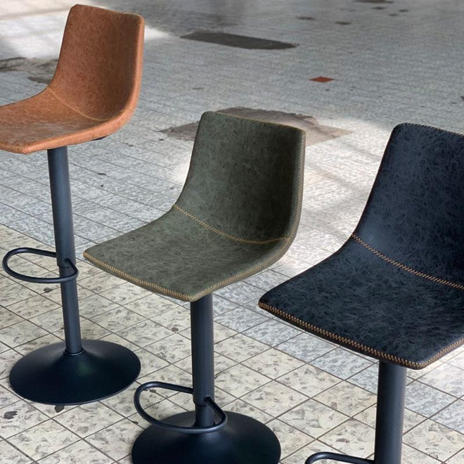 Industriële Barkruk Dallas antraciet leer