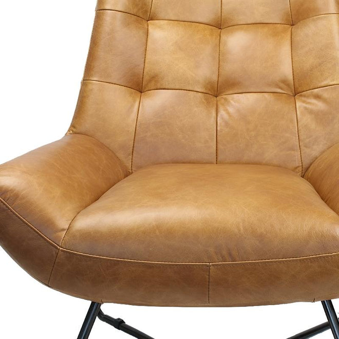 Industriële fauteuil Cole cognac leer | 100% runderleder
