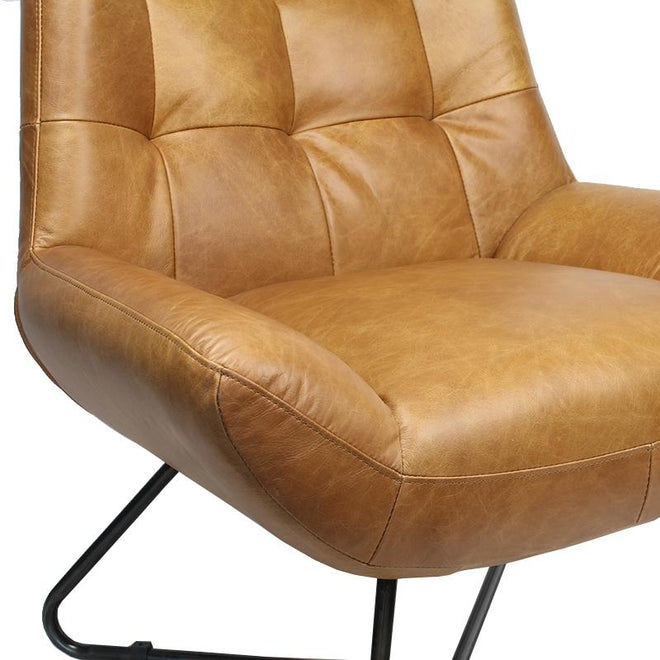 Industriële fauteuil Cole cognac leer | 100% runderleder