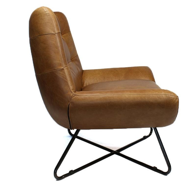 Industriële fauteuil Cole cognac leer | 100% runderleder