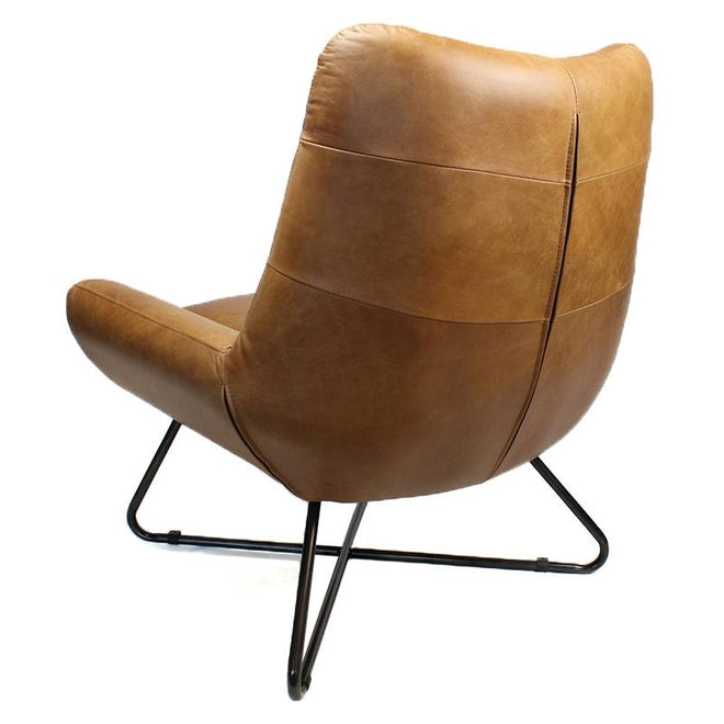 Industriële fauteuil Cole cognac leer | 100% runderleder
