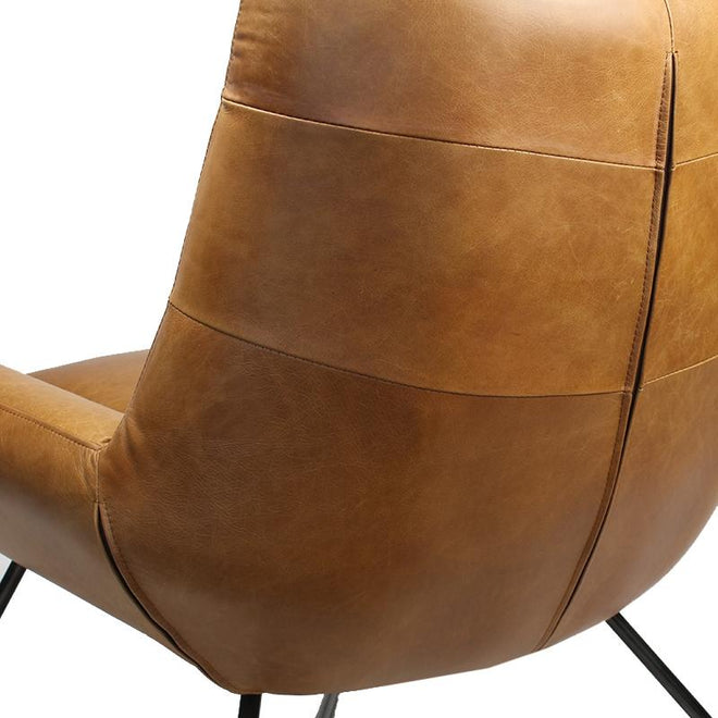 Industriële fauteuil Cole cognac leer | 100% runderleder