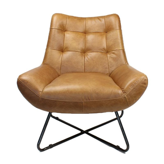 Industriële fauteuil Cole cognac leer | 100% runderleder