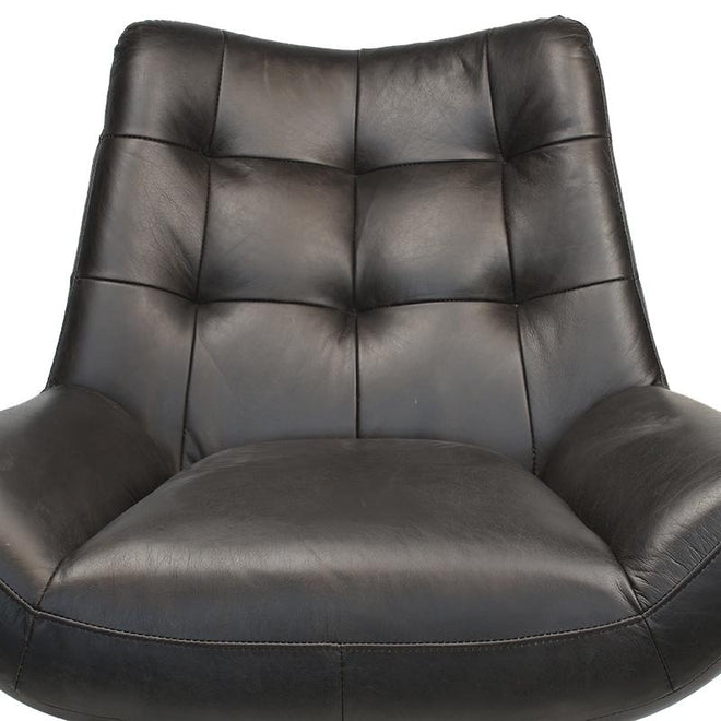 Industriële fauteuil Cole zwart | 100% runderleder