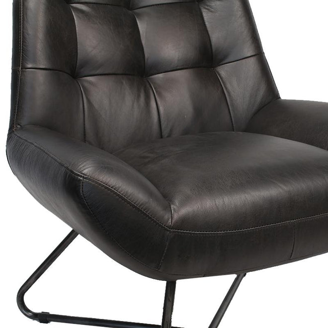 Industriële fauteuil Cole zwart | 100% runderleder