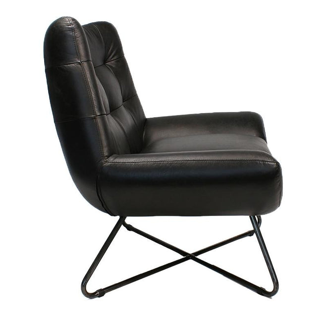 Industriële fauteuil Cole zwart | 100% runderleder
