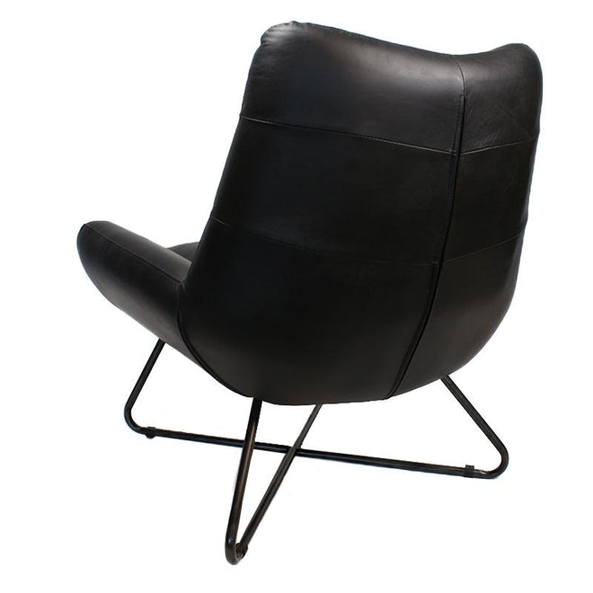 Industriële fauteuil Cole zwart | 100% runderleder