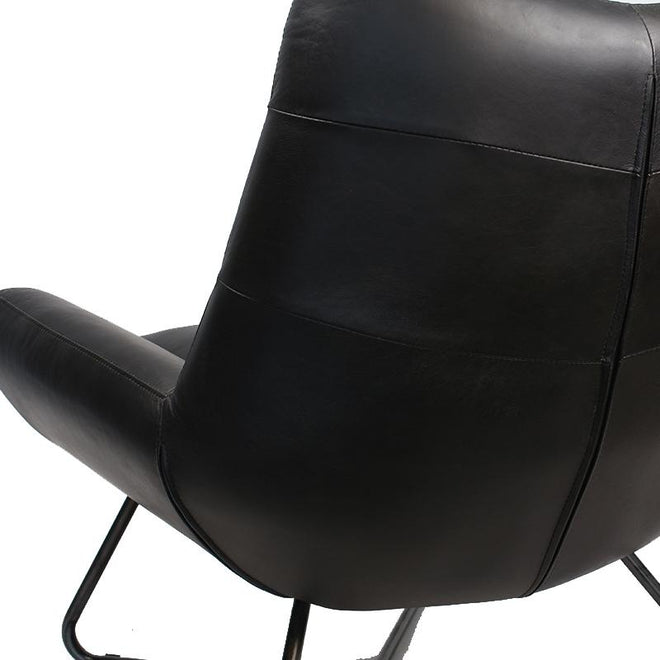 Industriële fauteuil Cole zwart | 100% runderleder
