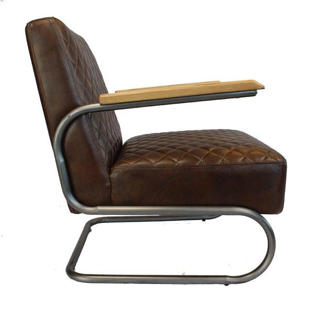 Industriële fauteuil Lewis bruin | 100% runderleder