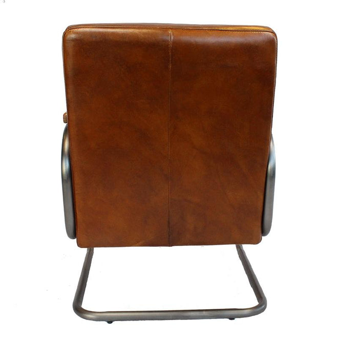 Industriële fauteuil Lewis cognac | 100% runderleder
