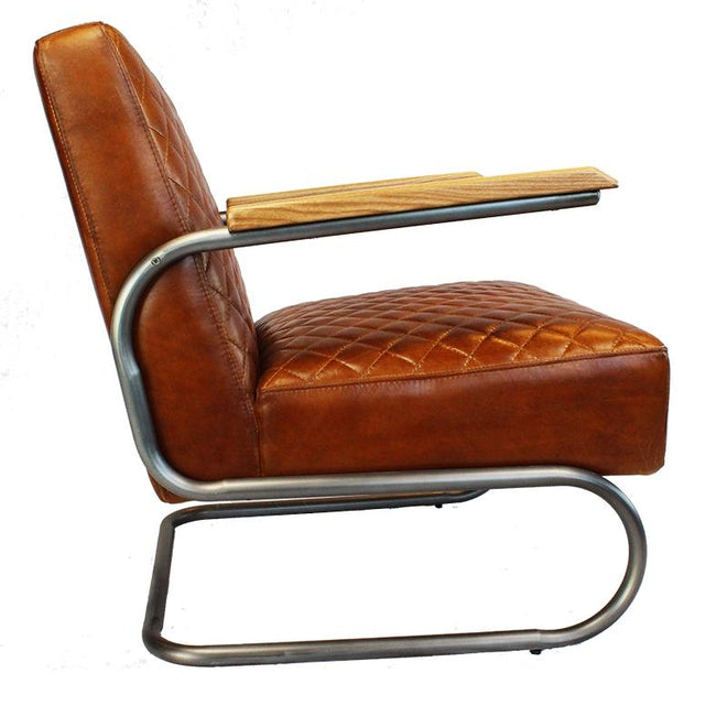 Industriële fauteuil Lewis cognac | 100% runderleder
