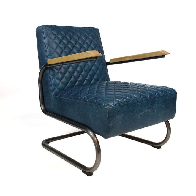 Industriële fauteuil Lewis vintage blauw | 100% runderleder