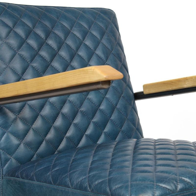 Industriële fauteuil Lewis vintage blauw | 100% runderleder