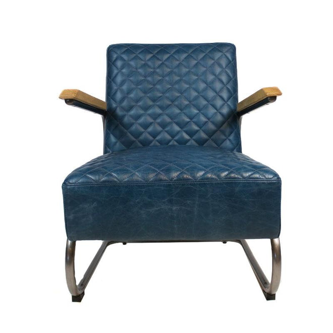 Industriële fauteuil Lewis vintage blauw | 100% runderleder