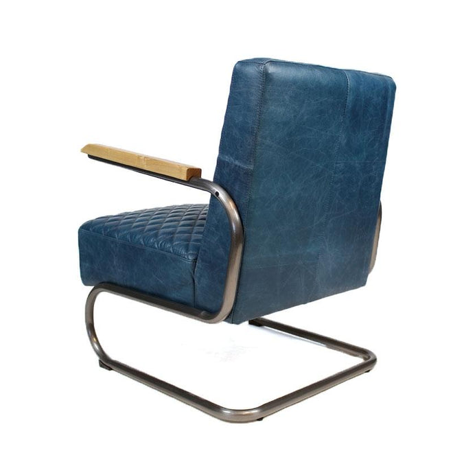 Industriële fauteuil Lewis vintage blauw | 100% runderleder