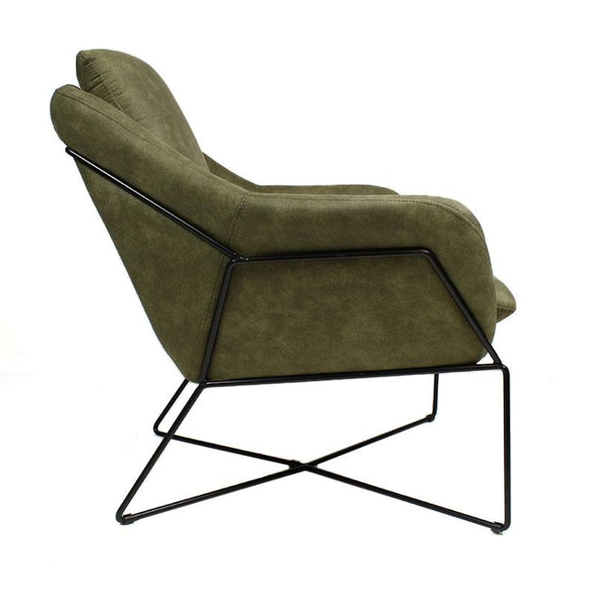 Industriële fauteuil Luke olijfgroen