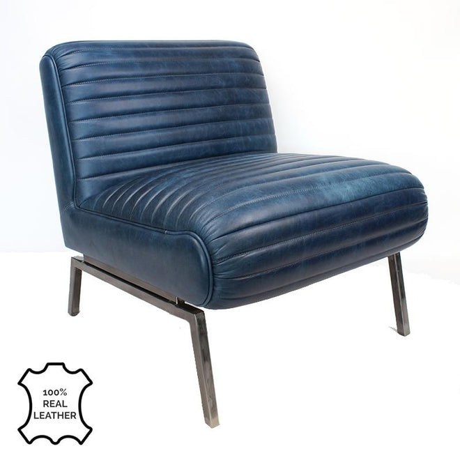Industriële fauteuil Reflex blauw | 100% leder