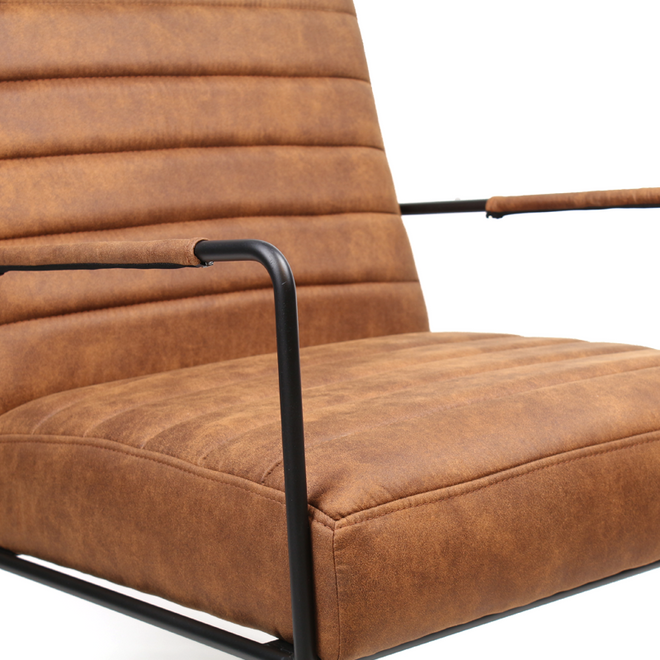 Industriële fauteuil Santos cognac