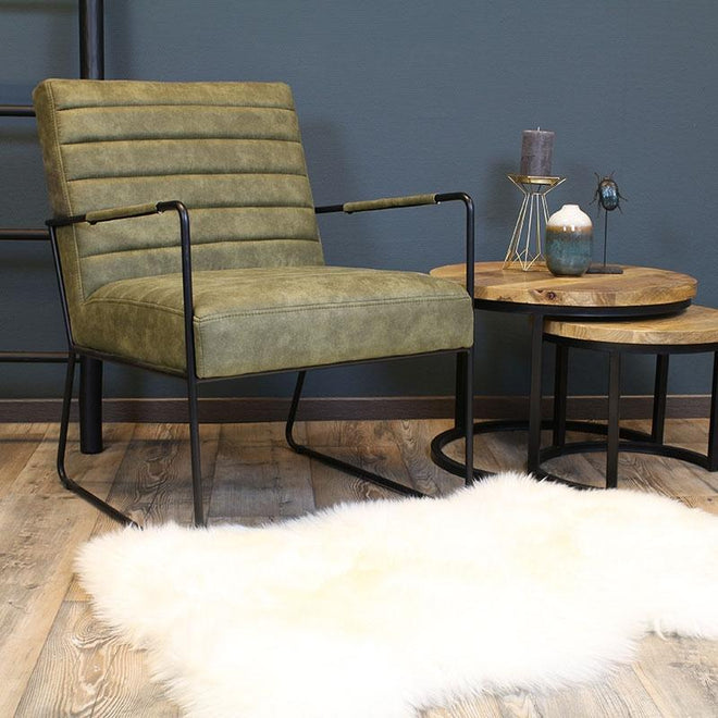 Industriële fauteuil Santos olijfgroen