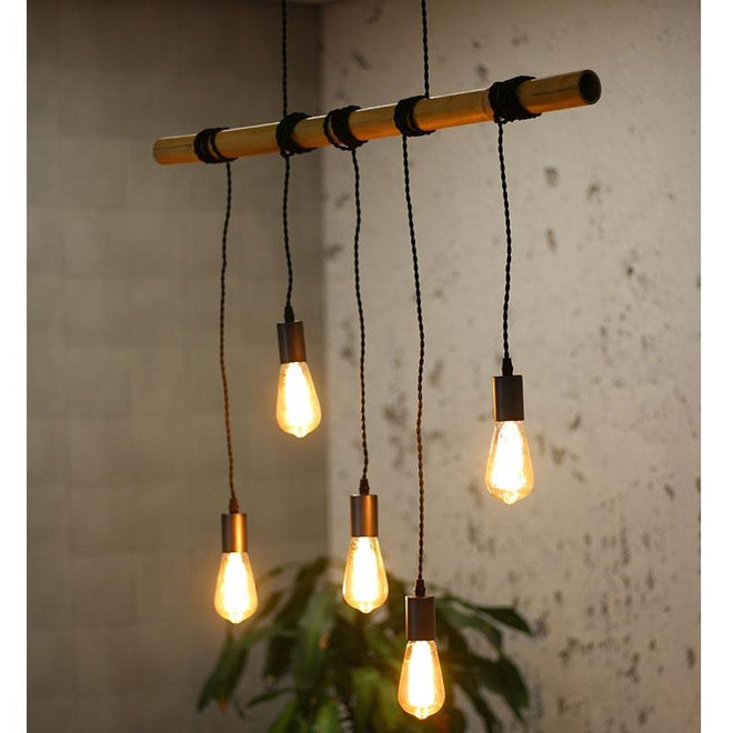 Hanglamp Kaiden 5-lichts bamboe