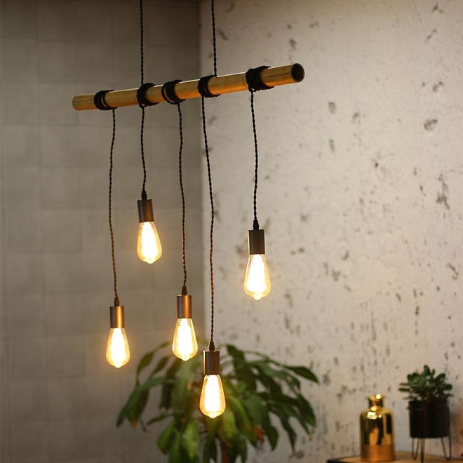 Hanglamp Kaiden 5-lichts bamboe