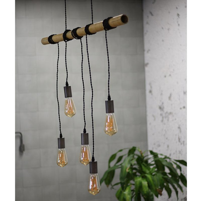 Hanglamp Kaiden 5-lichts bamboe