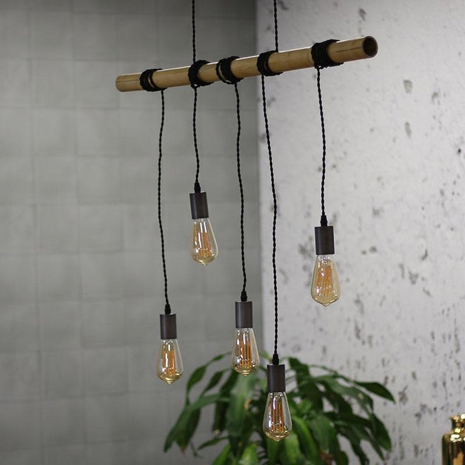 Hanglamp Kaiden 5-lichts bamboe