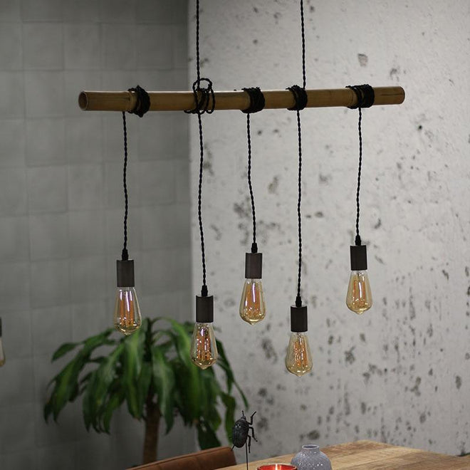 Hanglamp Kaiden 5-lichts bamboe
